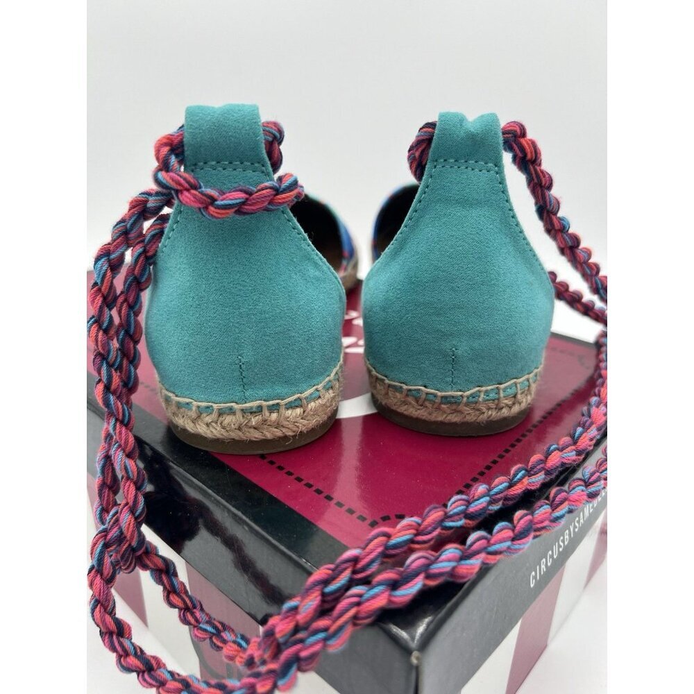 Circus Sam Edelman Boho Espadrille 8.5M Tropical Print Ankle Tie Tassel Festival - Picture 7 of 9